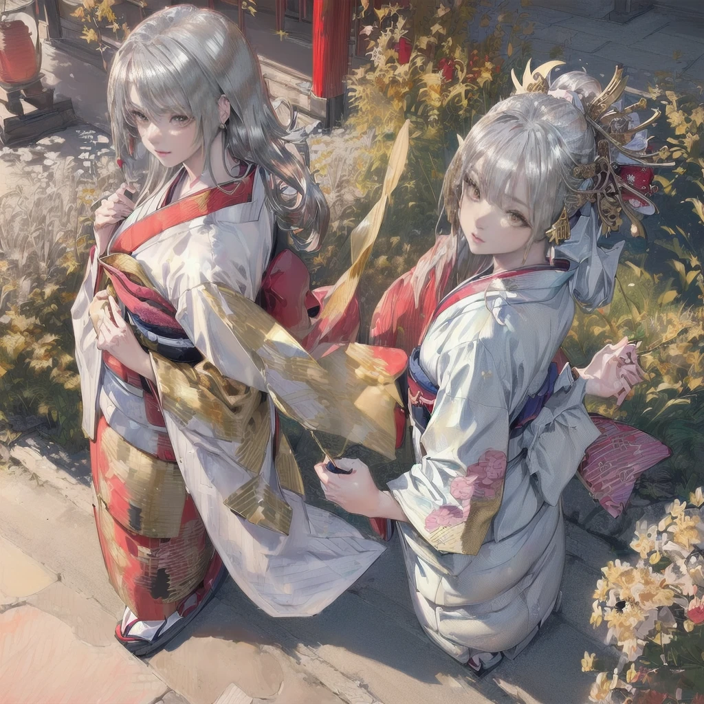 ((8K, RAW Photos, Highest quality, masterpiece)),((Showing the kimono from the obi up：1.5)), High-resolution RAW color photos、 Professional close-up photography, (Realistic, フォトrealism: 1.37), (Highest quality), (Best Shadow), (Best illustrations), High-quality images、Skin Radiance、Texture of skin and clothing、 Expression of fine eyes、Shiny Hair,Long Hair Girl, Manga inspired by Lee Jong-suk, Trending on deviantart, realism, detailed manga style, Manga art style, Perfect Line Drawing, Beautiful line art, digital manga art girl, K-POPアイドル, Beautiful brown eyes, Fuller lips, Gorgeous face with attention to detail, (Cute Smile), attractive, Innocent, (Perfectly detailed face), (Detailed and carefully drawn hand) Photorealistic images, Written boundary depth, Japanese style princess cut hairstyle,　((Girls draw from the front horizontal)) best quality, masterpiece, New Year, ((Kimono with strikingly beautiful colorful colors, red, Silver, gold:1.7)), Three Japanese high-school cute girls, ((looking straight)), gently smiling, ((upper arms hidden by clothes and hair)), (innocent and pure high-school-girls:1.7) ((white short scarf)), ((white feather shawl)), (separately side by side:1.4), shrine background, (mount Fuji:1.7), ((snow)),(()lake) winter(season), (outdoors:1.5)