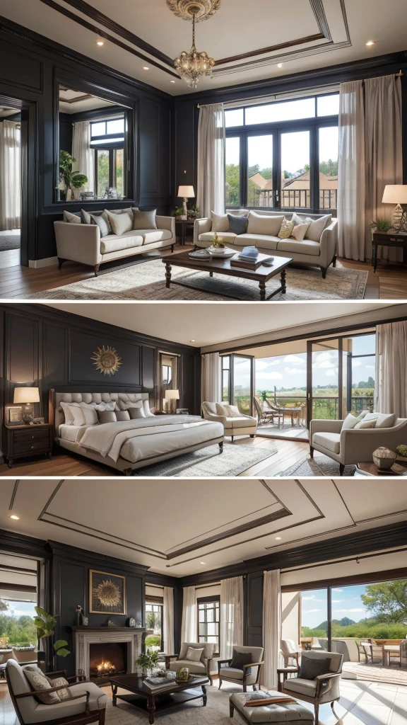 A house, luxurious, with chick colors, and royal interior