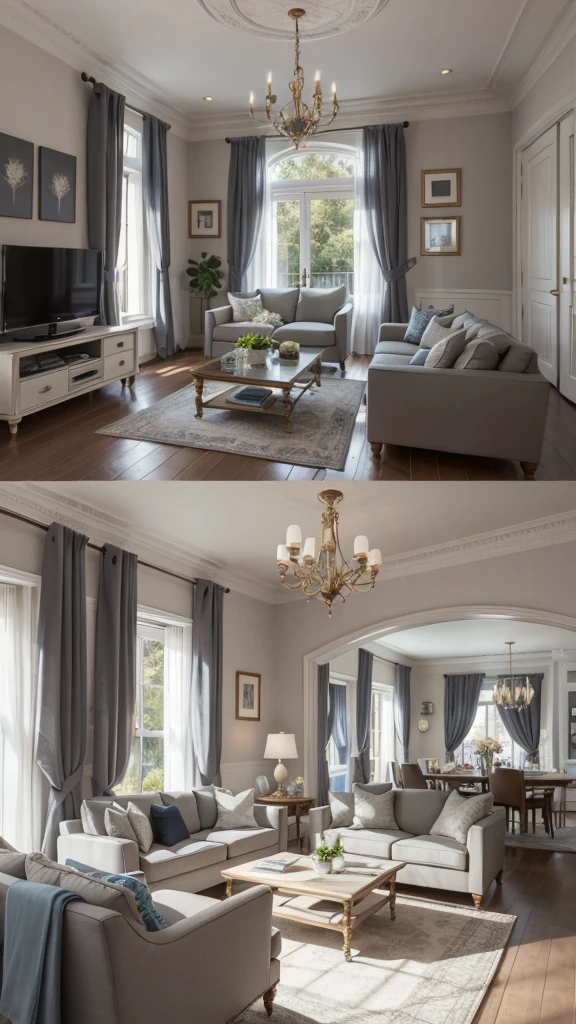 A house, luxurious, with chick colors, and royal interior