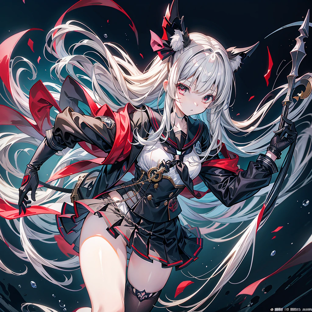 Highest quality、masterpiece、Official Art、The best configuration、A high school girl vampire hunter wearing a black sailor uniform、I have the Grim Reaper's size、Wind、Deep Focus,Absurd、Detailed eyes and face、Blood splatter、Blood is dripping from the scythe、He threatened Hideo.、
Grim Reaper's size、