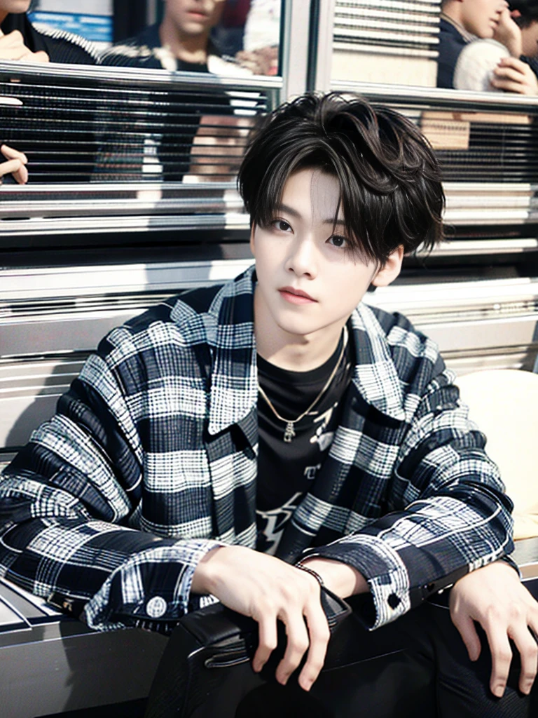 K-pop singer Kim Tae has revealed his potential role in his new album, Black Veil, released on August 8((wearing stripe shirt))