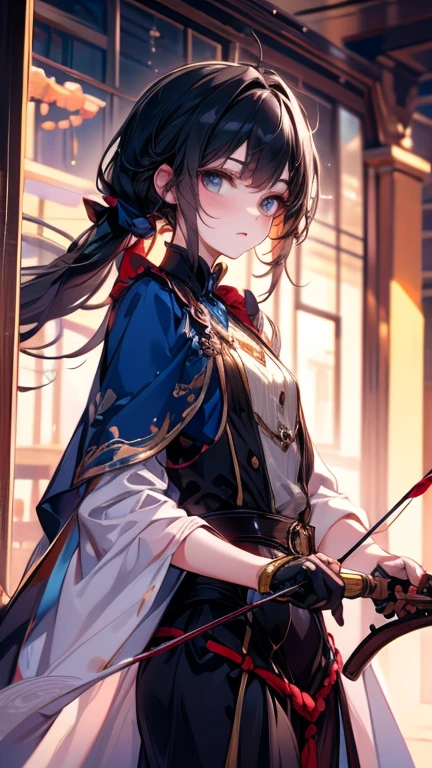 Young beautiful man , (archery ;1.3), training, super power, high quality, black hair, tall, mussels , middle Europe