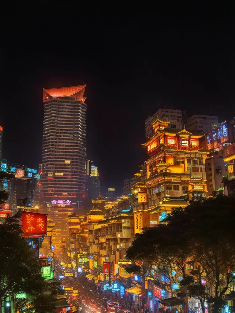 arafly lit City street with a lot of traffic and buildings, chinese new year in Shanghai, Shenzhen, Brightly lit building, Shanghai, City, colorful City, Blade Runner Chinatown, Shanghai City, Guangjian, Reminds me of Blade Runner, Neat and dense buildings, Chinese Architecture, Nightlife Building, Cyberpunk Chinese Ancient Castle, New China, Night Shooting, Beijing