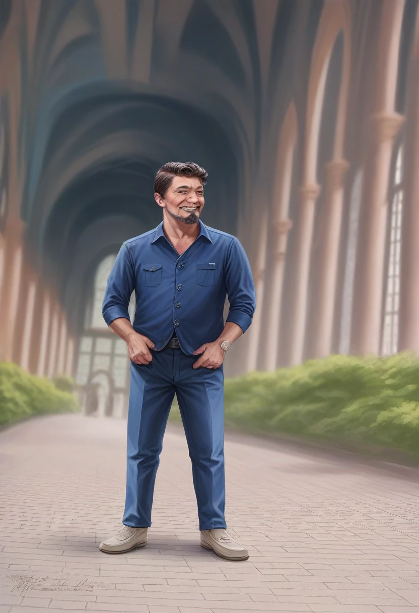(best quality,4k,8k,highres,masterpiece:1.2),ultra-detailed,(realistic,photorealistic,photo-realistic:1.37),39 year old man,gradient hair,gradient beard,no mustache,strong jawline,sharp features,piercing eyes,intense gaze,distinguished appearance,sophisticated look,wise expression,wisdom and experience,confident smile,stylish outfit,fashionable attire,casual elegance,modern and classy,standing against a colorful abstract background,subtle lighting,soft shadows,rich color palette,vibrant hues,contrasting tones,artistic style,impressionist touch,elegant brushstrokes,texture and depth,realistic rendering,sophisticated details,meticulous attention to facial features,subtle wrinkles and lines,highly defined hair strands,perfectly groomed beard,fine skin texture and pores,detailed clothing folds and patterns,aesthetic composition,balanced and harmonious,fine art quality,painted on a canvas,portrait format,a masterpiece capturing the essence of age and wisdom.