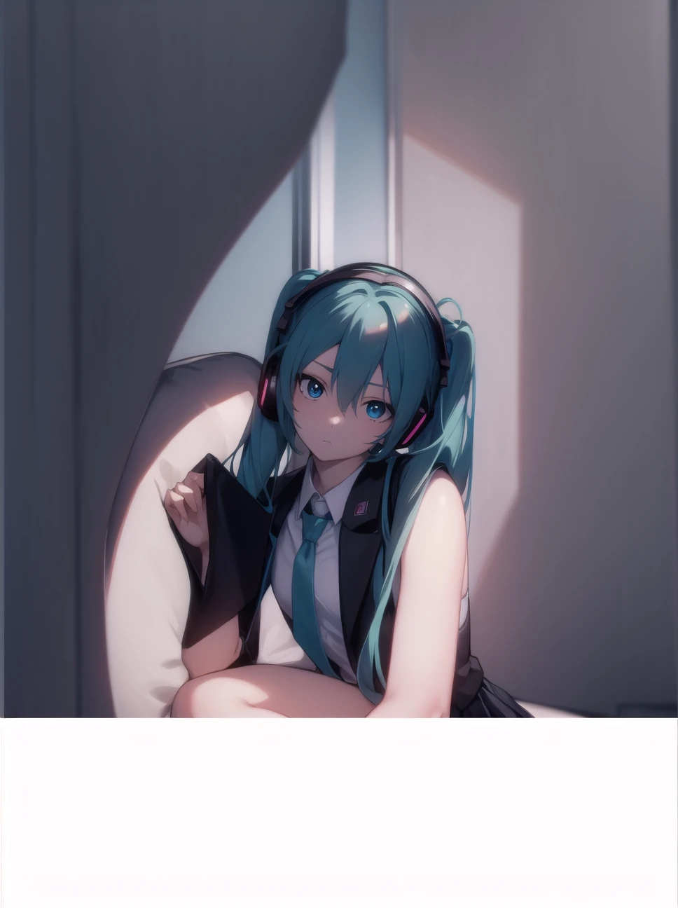 hatsunemiku, miku hatsune, ahoge, aqua eyes, aqua hair, crossed bangs, hair between eyes, hair ornament, headphones, long hair, twintails,
BREAK aqua necktie, black footwear, black skirt, black sleeves, boots, collared shirt, detached sleeves, grey shirt, necktie, pleated skirt, shirt, skirt, sleeveless, sleeveless shirt, thigh boots, tie clip,
BREAK looking at viewer,
BREAK outdoors, city,
BREAK (masterpiece:1.2), best quality, high resolution, unity 8k wallpaper, (illustration:0.8), (beautiful detailed eyes:1.6), extremely detailed face, perfect lighting, extremely detailed CG, (perfect hands, perfect anatomy),