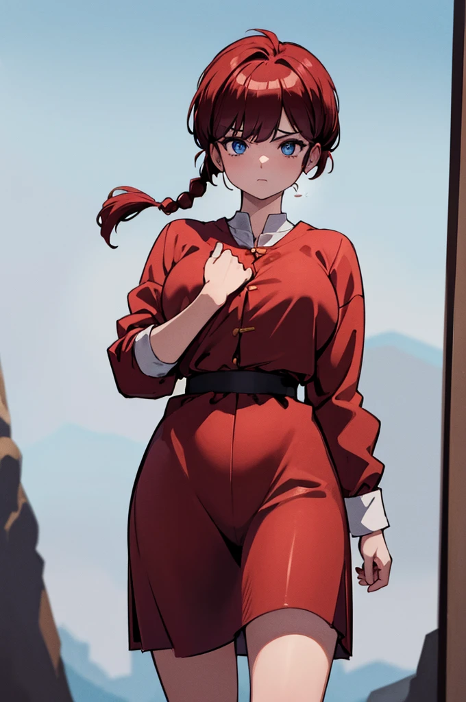 (masterpiece, best quality:1.2), expressive eyes, perfect face, highres, 1girl, solo, femaleranma, braided ponytail, nude
standing, cowboy shot, looking at the viewer
