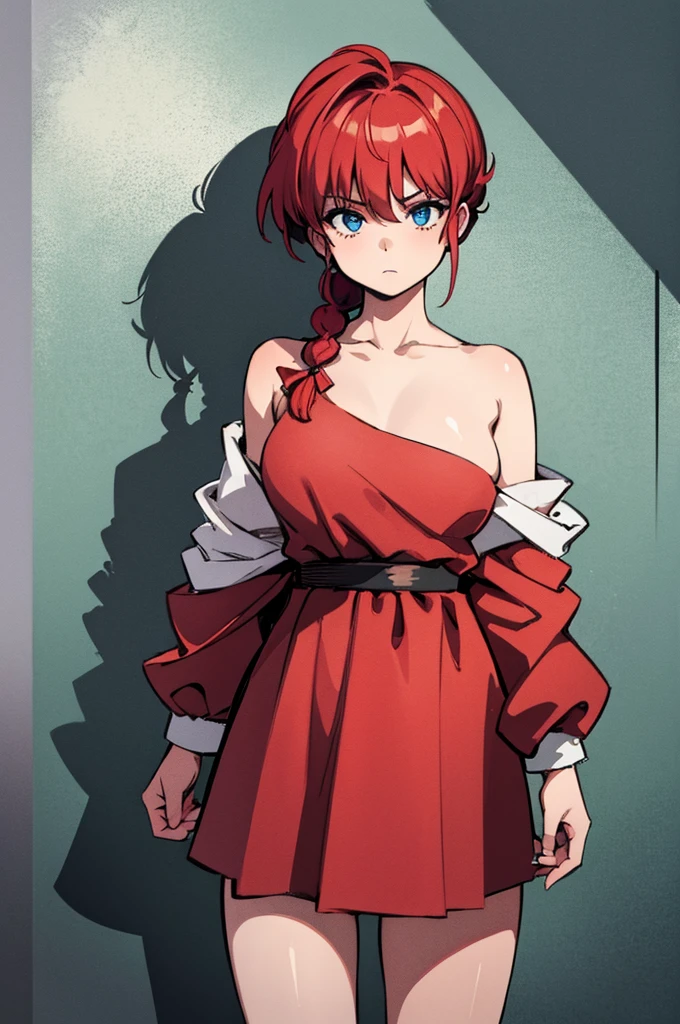 (masterpiece, best quality:1.2), expressive eyes, perfect face, highres, 1girl, solo, femaleranma, braided ponytail, nude
standing, cowboy shot, looking at the viewer