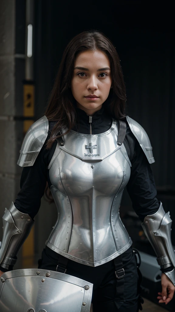 girl in armor, paladin, shield, cyber, future