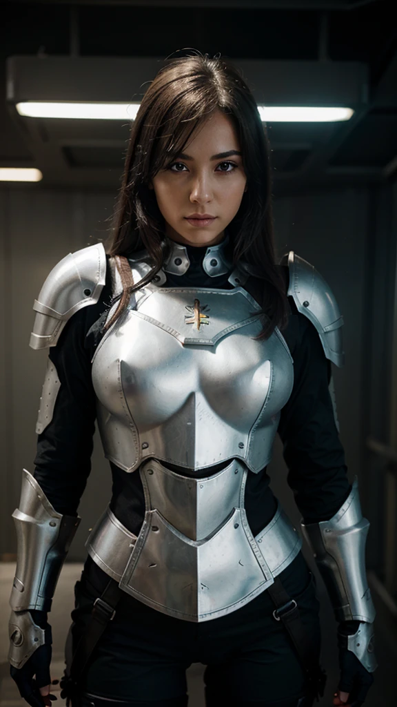 girl in armor, paladin, cyber, futuristic