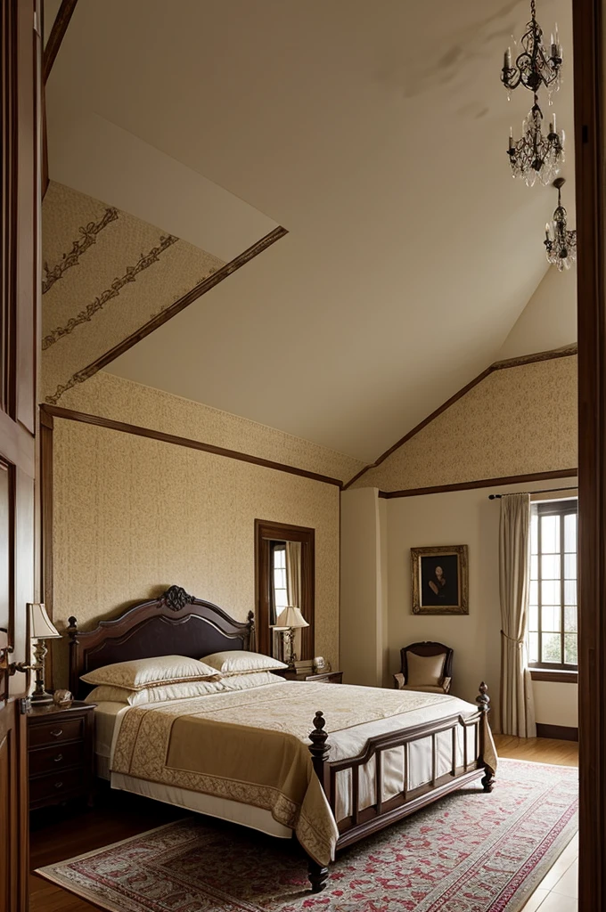 vertical photo of a romantic bedroom from another era