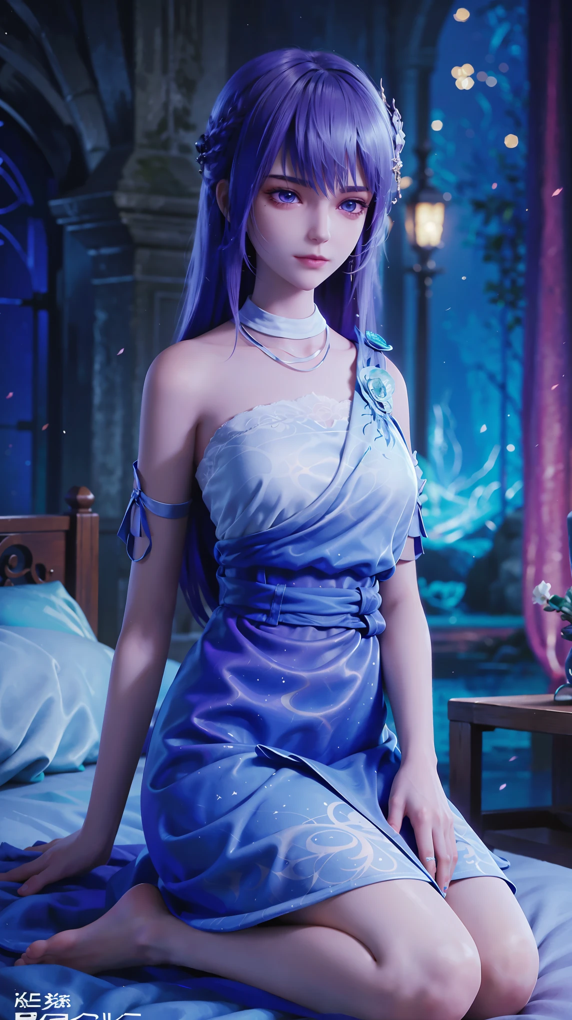 best quality,masterpiece,Final Solution,Fluffy,Colorful,Mature beautiful woman,(wear uniform),Lace skirt,(美女被Beheading),Normal posture,(Kneel down),Kneel down on the bed,shackles,Beheading,collar,barefoot,Normal posture