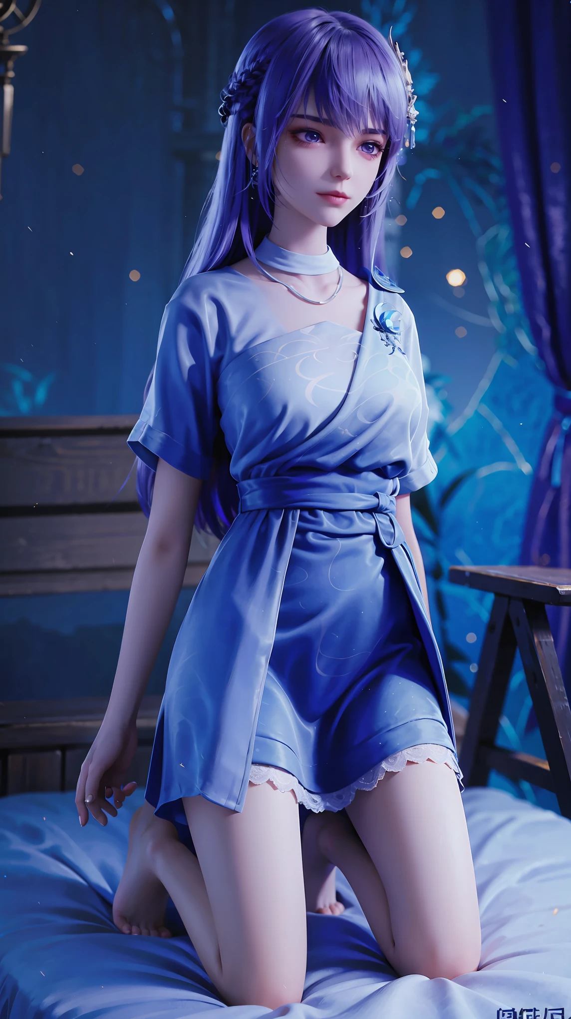 best quality,masterpiece,Final Solution,Fluffy,Colorful,Mature beautiful woman,(wear uniform),Lace skirt,(美女被Beheading),Normal posture,(Kneel down),Kneel down on the bed,shackles,Beheading,collar,barefoot,Normal posture