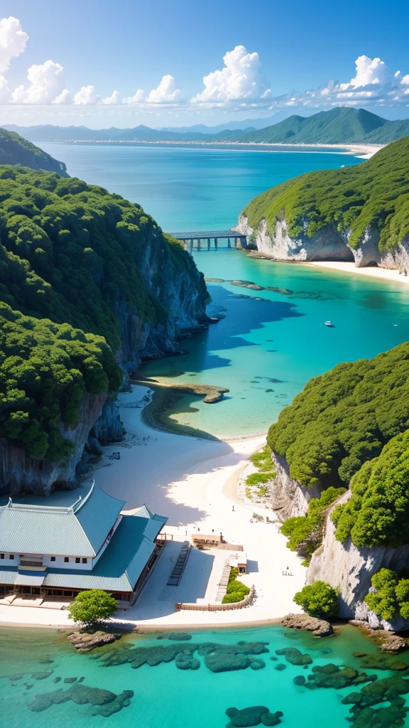 Beautiful schools of fish and people swimming in the beautiful ocean of Okinawa