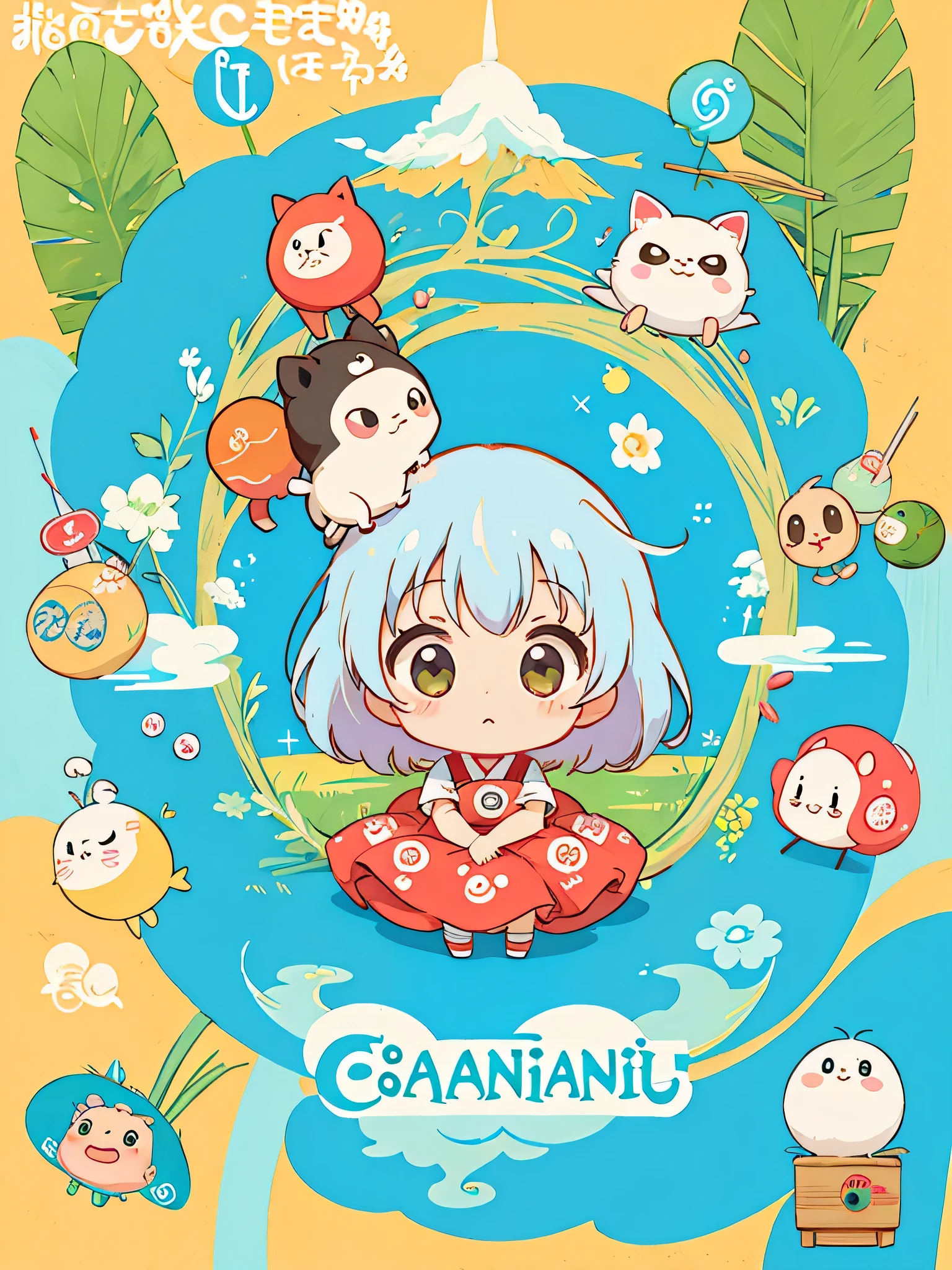 Hayao Miyazaki style, Kawaii Design, The most beautiful girl of all time、chibi, (((コンビニ)))