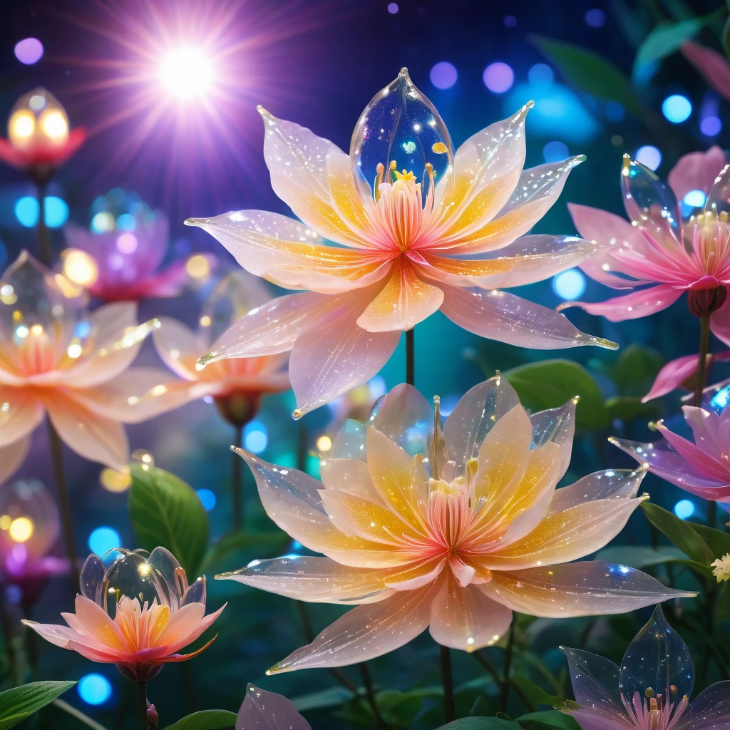 Highest quality,Super detailed,masterpiece:1.2,Shine,Mysterious,((Close-up of a luminous flower)),Magic Garden,Shine花びら,Enchanting atmosphere,Soft pastel colors,Vivid lighting,Mysterious Flower,A dreamlike sight,Delicate thread,A stunning display,Dancing Light,Whimsical beauty,Fantastic plants,Magic Garden,Enchanting Sparkle,Magical Glitter,光りShine魔法,green々Leaf,wonder of the night,Illuminated walkway,Moonlit Silence,Mysterious glow,Translucent petals,Sparkling Buds,Magical atmosphere,Shine発光,Shine庭園,Magical realm,Shine plant life,Glowing petals,Mysterious blooms,Magical Power,Shine blossoms,Enchanting Flower,光りShine庭,Fairy tale setting,Shine fantasy,Shine花びら,Fascinating plants,Sparkling leaves,Colorful illuminations,Shine serenity.