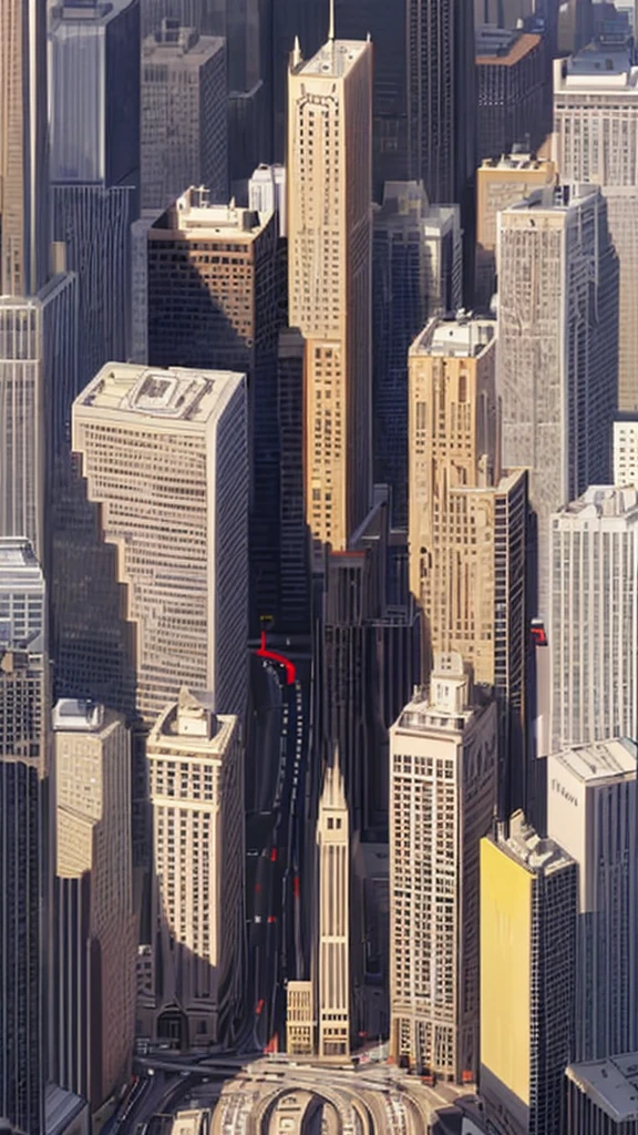 Straight road running through the center of the city, game concept, game map, pixel, pixel art, (straight road:1.2), paved road, vertical, bird's eye view, modern city, modern buildings, post-apocalypse, front projection