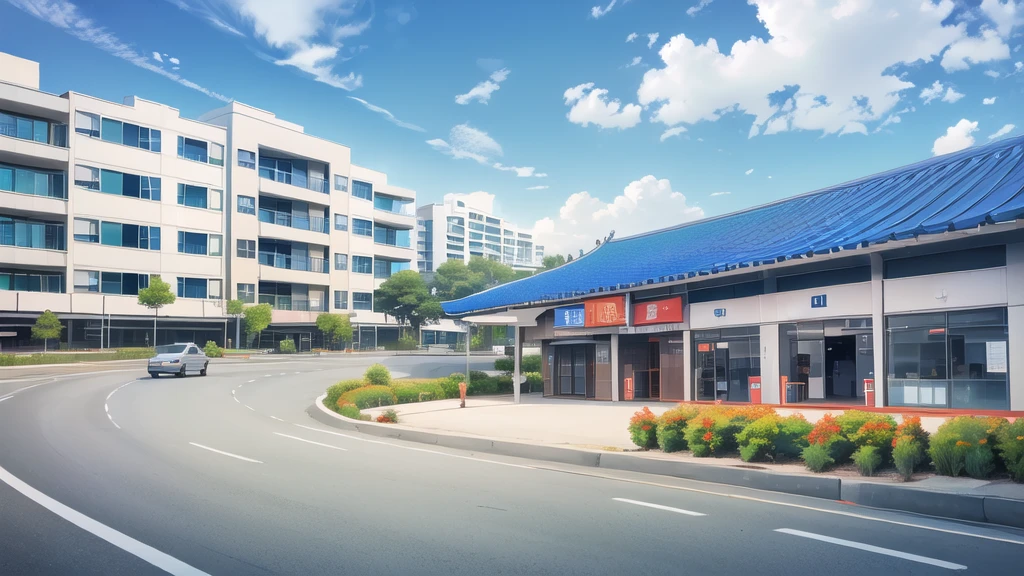 (commercial building:1.5),road ,(รถวิ่งบนนroad:1.6) capital landscape:1.5 
