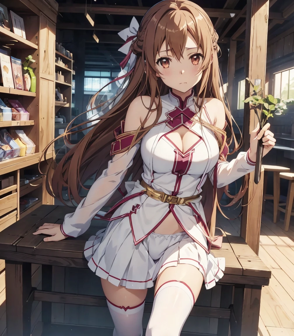 raphtalia, long hair, bangs, brown hair, animal ears, raccoon ears, raccoon tail, raccoon girl, pink eyes, smile mouth, face of happiness, full body