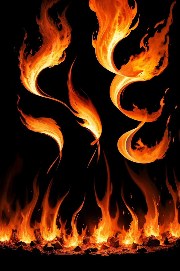 black background with orange and blue fire flames