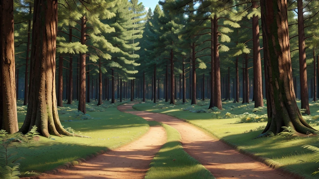 The forest is wide open, with the ground as a path.