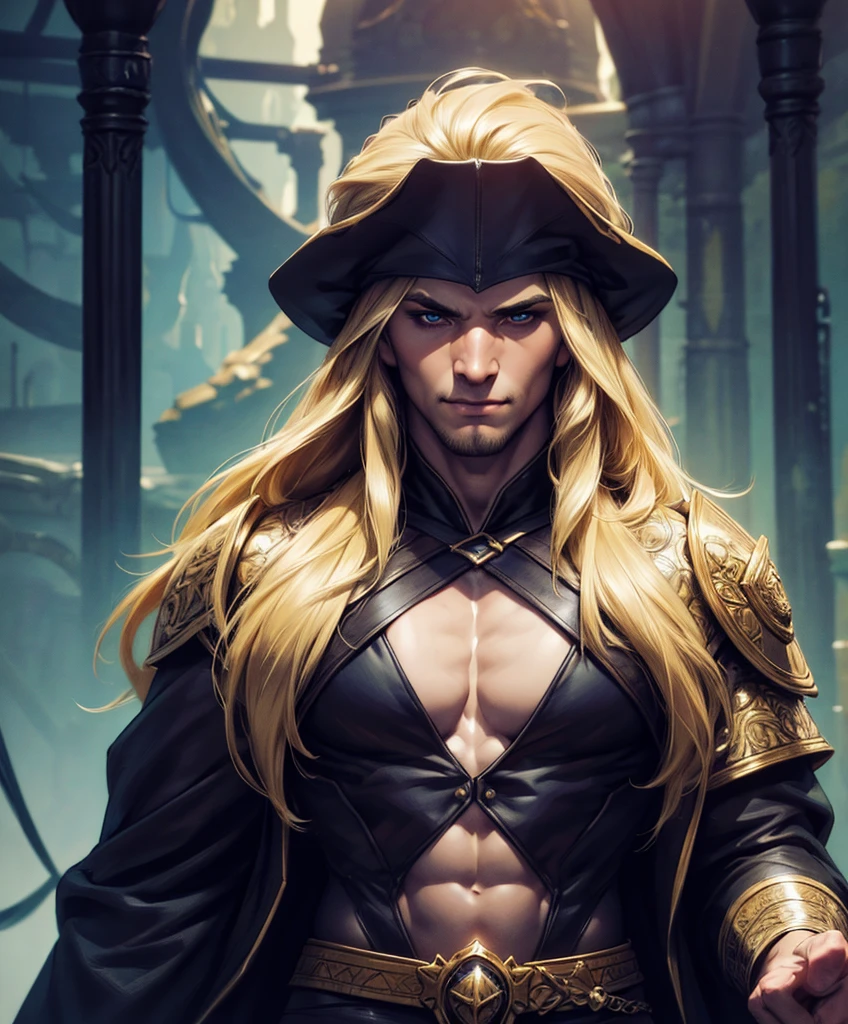 (((Luxurious shoulder length blond hair and cute smirk.))) (((18 years old.))) (((18yo.))) (((Single character image.))) (((1boy))) (((Looks like a male swashbuckler for a fantsy setting.))) Create an enchanting AI-generated image of a charismatic and irresistibly attractive man in a high fantasy realm. He should exude rugged, dashing charm that captures the attention of every onlooker, particularly the adoring gazes of countless women. This character must embody thrilling and exciting qualities, but his arrogance should be evident in his posture and expression. Fantasy art. Fantasy character. He is expressive and has a lot of personality. Has the body of a male model and a perfect male physique. (((He looks like a male sorcerer who practices the dark arts.))) (((Dark and eerie background.))) 18 years old Hunk , looking at viewer, photorealistic, perfect face, perfect face, beautiful big gym built, , open shirt, black pants, straight, dungeons & dragons, fantasy adventurer, fantasy NPC, attractive male in his mid 20's, ultra detailed, epic masterpiece, ultra detailed, intricate details, digital art, unreal engine, 8k, ultra HD, centered image award winning, fantasy art concept, digital art, centered image, flirting with viewer, bes
dungeons & dragons, fantasy adventurer, fantasy NPC, attractive male in his mid 20's, ultra detailed, epic masterpiece, ultra detailed, intricate details, digital art, unreal engine, 8k, ultra HD, centered image award winning, fantasy art concept, digital art, centered image, flirting with viewer, best quality:1.0,hyperealistic:1.0,photorealistic:1.0,madly detailed CG unity 8k wallpaper:1.0,masterpiece:1.3,madly detailed photo:1.2, hyper-realistic lifelike texture:1.4, picture-perfect:1.0,8k, HQ,best quality:1.0,
best quality:1.0,hyperealistic:1.0,photorealistic:1.0,madly detailed CG unity 8k wallpaper:1.0,masterpiece:1.3,madly detailed photo:1.2, hyper-realistic lifelike texture:1.4, picture-perfect:1.0,8k, HQ,best quality:1.0,