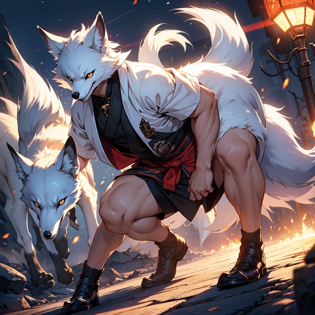 dynamic angle, top quality, best quality, High-quality illustrations, masterpiece, super high resolution, detailed background, detailed background, Monkey A Journey to the West, action, boy, girl, absurdres, perfect anatomy, expression, good lighting, cinematic shadow(kemono, furry anthro),