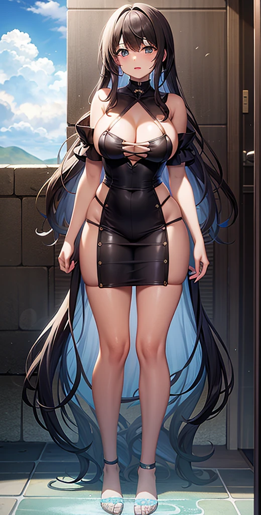 girl,Large Breasts,long hair,Topless,Bow,