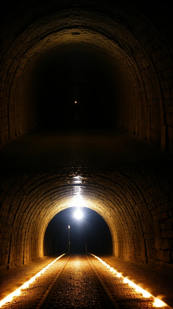 dark tunnel with meteor falling