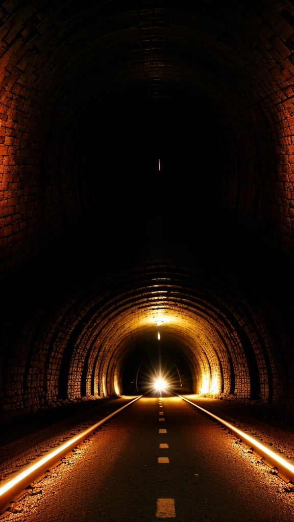 dark tunnel with meteor falling