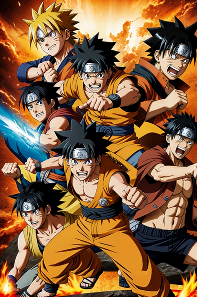 Naruto vs Goku y mokey de luffy