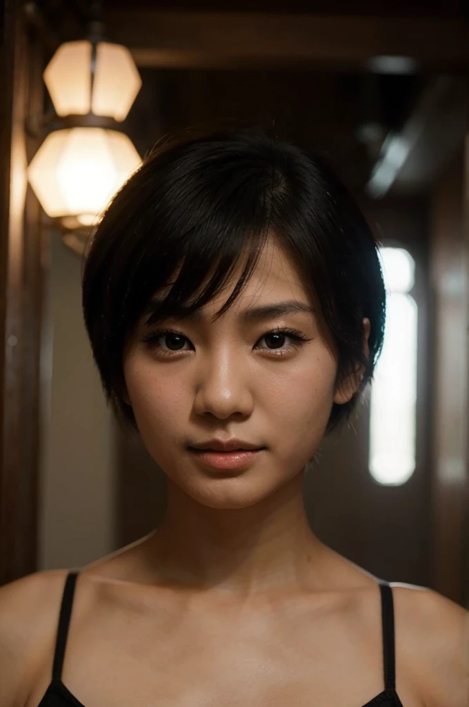 asian girl portrait, short hair, ultra sharp