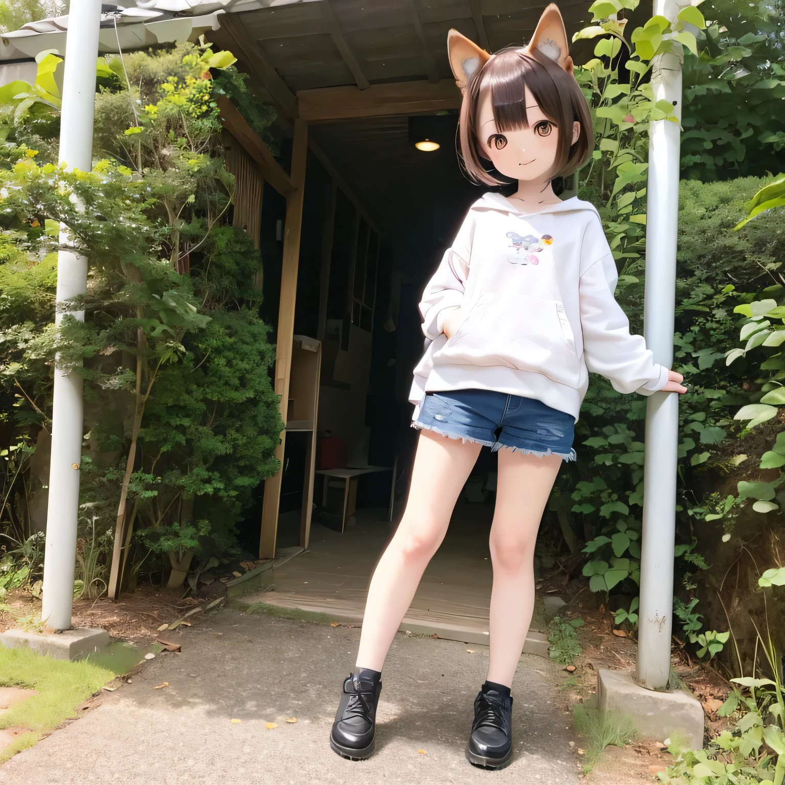 Shiba Inu girl rural scenery