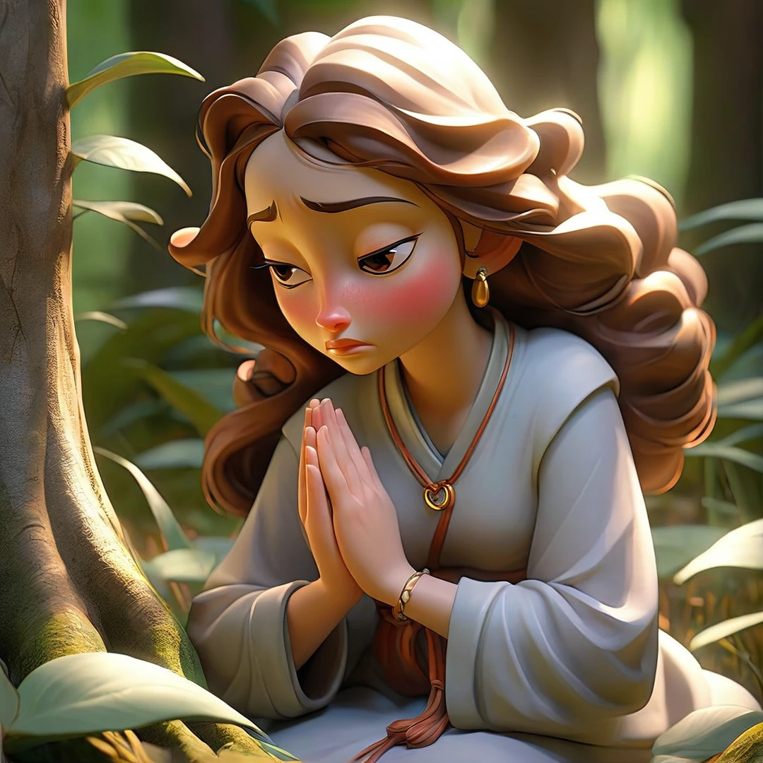 Sob a serene glass, on a peaceful day, A woman kneels, in voracious prayer. Bible in hands, words of light, Seek the comfort that faith always translates. The shadow of the tree, shelter and refreshment, A sacred encounter, an ethereal moment. With eyes closed and heart open, Pray fervently, search for the right path. Every leaf that falls, a divine whisper, Guiding your words, showing the destination. On sacred ground, your soul surrenders, To God omnipresent, his life he extends. under the tree, symbol of life and shelter, a woman and her faith, in an old dialogue. kneeling in prayer, her strength she renews.