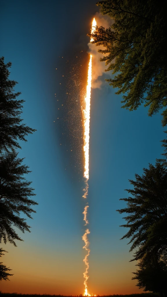 Fire and meteor falling