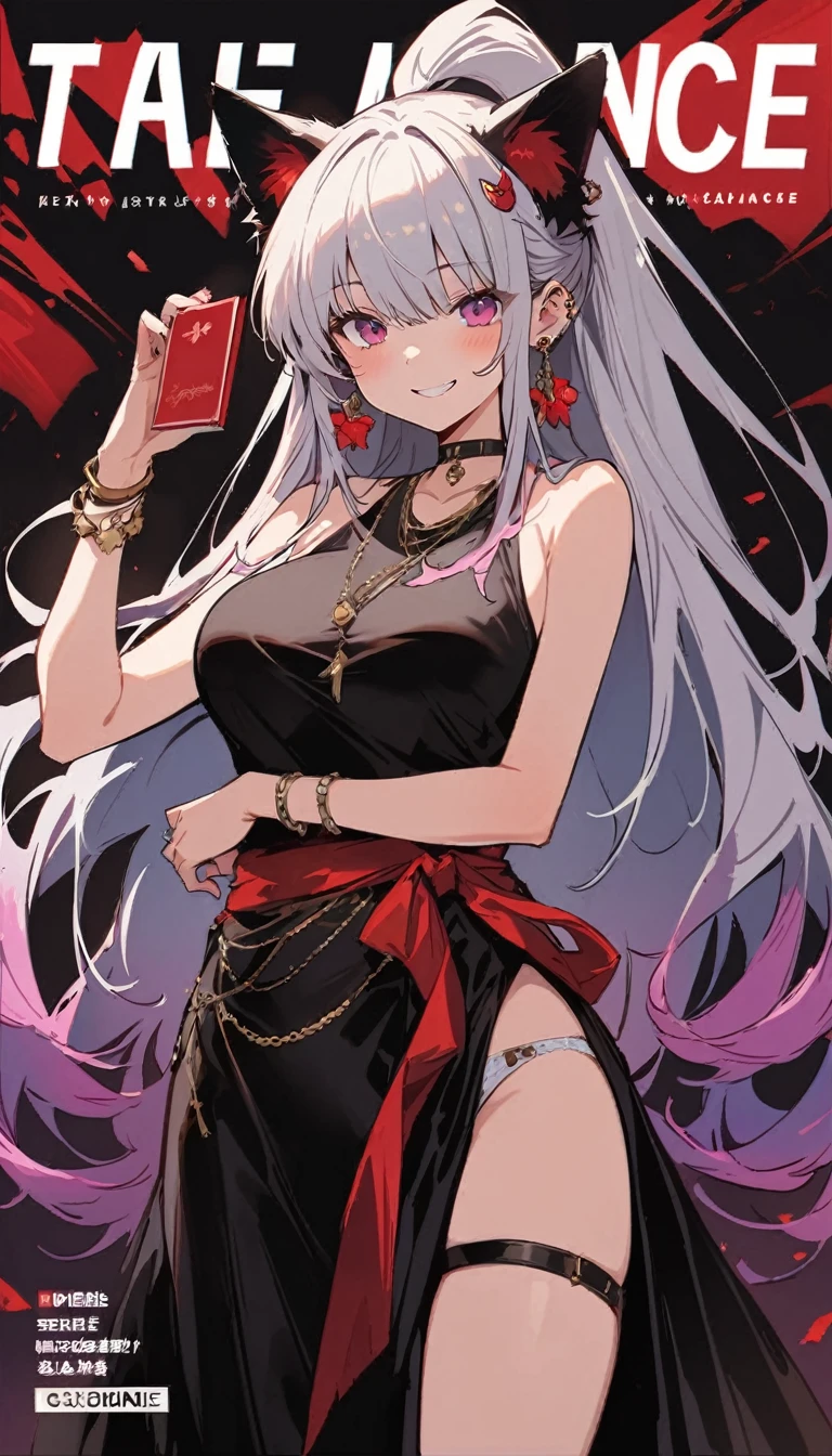 masterpiece, Highest quality, whole body, One girl, bangs, black choker, blush, bracelet, chest, choker, clothes The surrounding area waist, clavicle, Cowboy Shot, ear Earrings, Eyebrows visible through hair, Gradient Hair, Grin, fix, jewelry, Kogal, Long Hair, View Viewer, Earrings, Red eyes, ring, , smile, alone, street, null, cherry blossoms, petal,figure, (magazine:1.3), (cover-style:1.3), fashionable, woman, Vibrant, Pause, front, colorful, dynamic, background, element, have confidence, Performance, Holding, statement, accessories, Majestic, Coiled, The surrounding area, touch, scene, article, cover, bold, to attract attention, title, stylish, font, Catchy, Heading, big, impressive, Modern, trend, concentrated, fashion,((masterpiece)), Highest quality, Absurd, Super detailed, Holographic, Cowboy Shot, ダイナミックなPause, Golden Ratio, Very cute girl, Mature Girls, Very beautiful, Super beautiful asian girl with super beautiful purple eyes, Very beautiful hair, Shiny skin, High Ponytail, nice and sexy body, Slim and delicate body, Perfect body, Cute Panties, Fox Headset, Get your picture taken in a cute alien spaceship,naked,Big Breasts,Sexy
