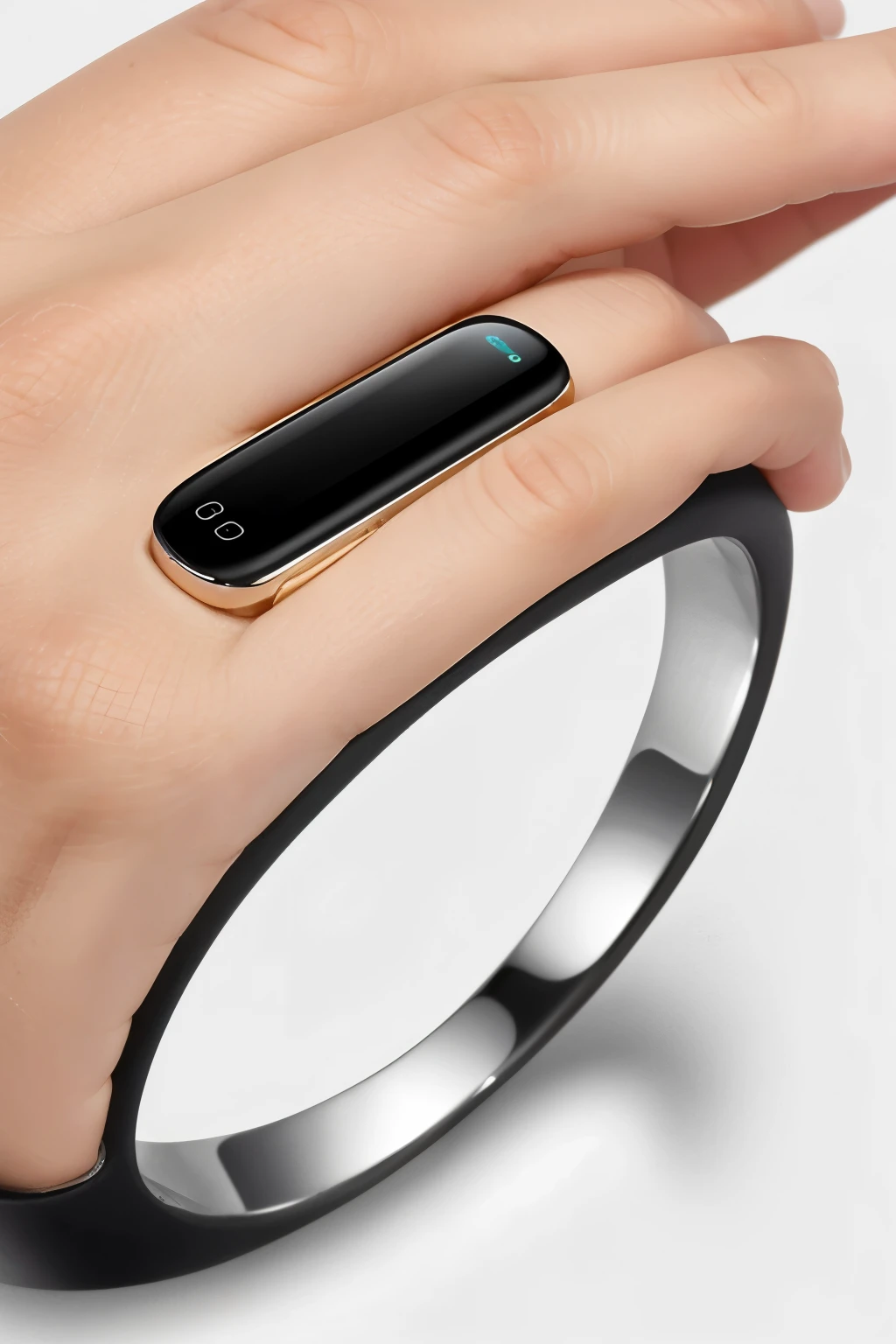 Smart ring design internal details，With various sensors，Such as heart rate sensor，Accelerometer，Main control chip, etc.。Clarity，Specific，science and technology。Similar to Samsung Ring，Meizu Ring。