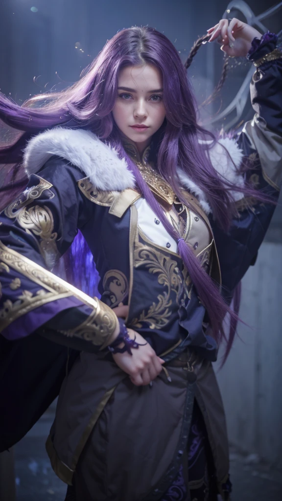 1 girl, purple long hair, intricate detailed,hyper realistic, beautiful girl,