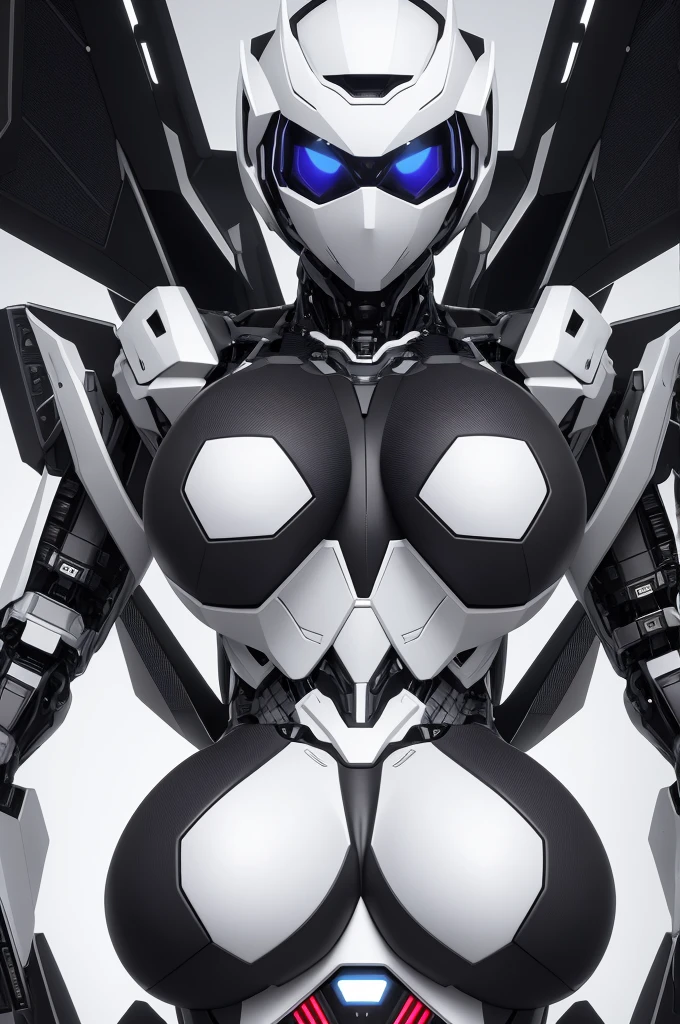 robot girl, humanoid robot, robot joints, full face mask,  huge breasts