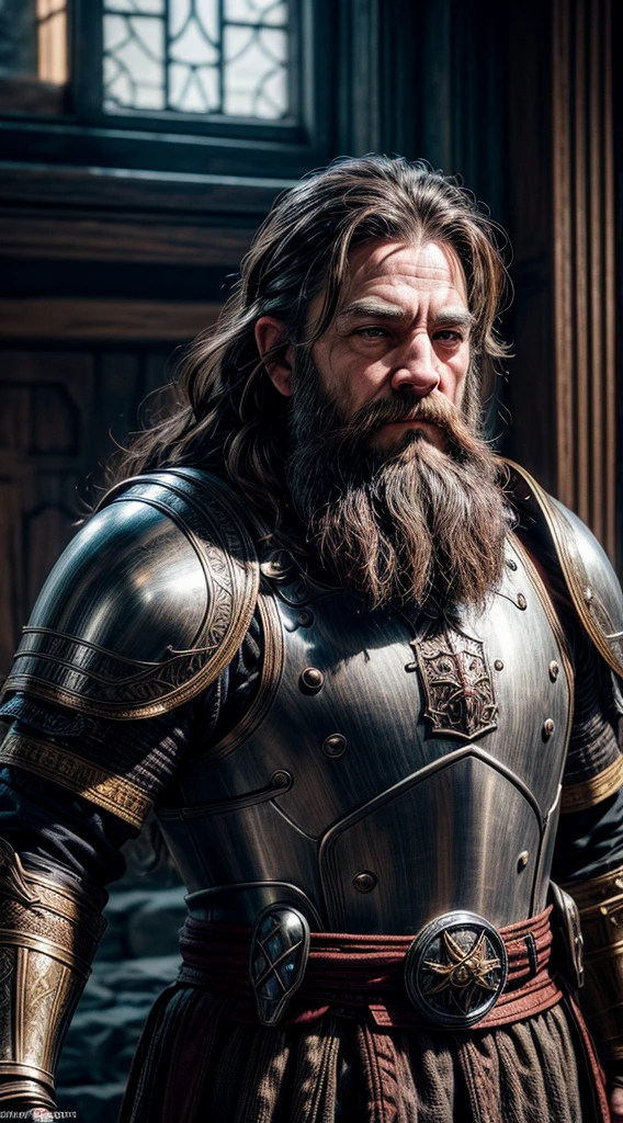 fantasy character, dwarf, brown hair, long beard, shiny armour, plate armour, extremely detailed, hyperrealistic, high quality, 8k, studio lighting, masterpiece, cinematic, dramatic lighting, volumetric lighting, realistic textures, intricate details, photorealistic
