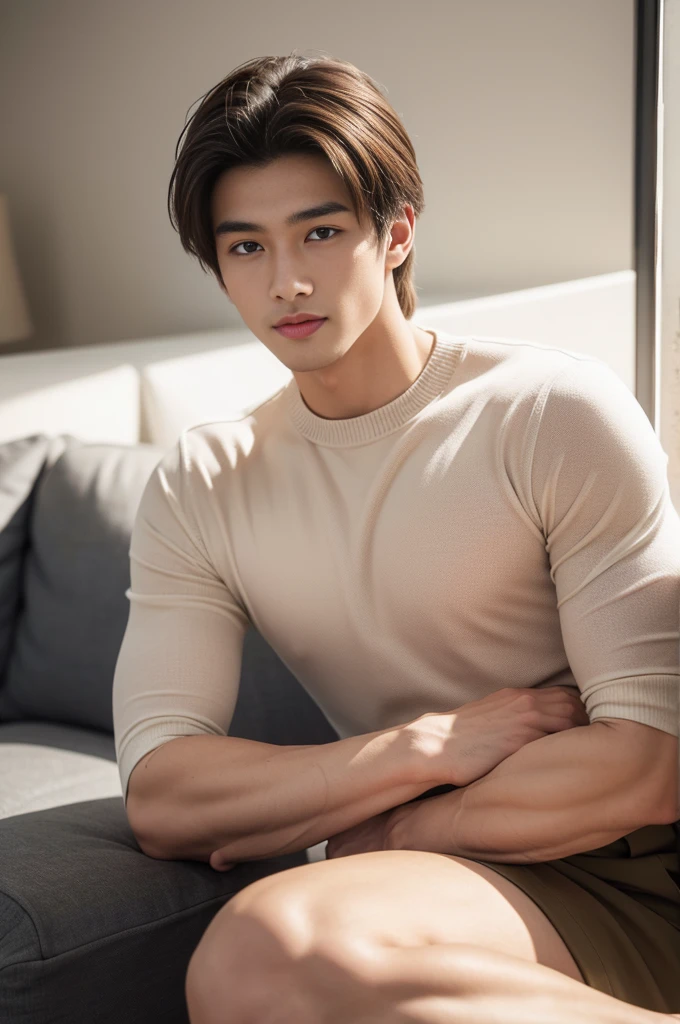 male handsome 20-year-old handsome guy,looking to the camera,frontage,high qulity,tmasterpiece,8K.4K,1080P,Light-sensitive, ยิ้ม, ,มุมกว้าง สวมเสื้อโปโลสีดำ