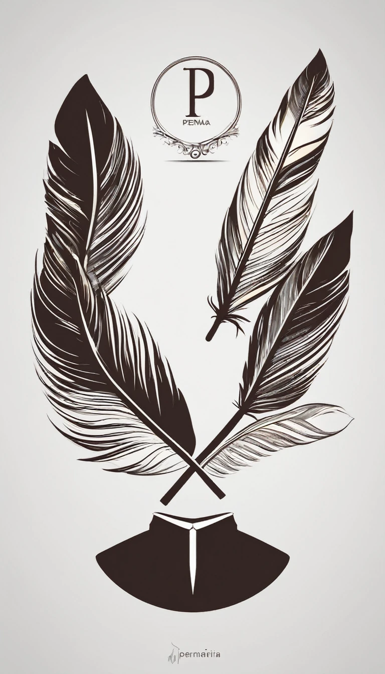 Create a minimal, modern, simple, inspirational, memorable, dream like icon design of a boy and a feather for the brand“Penamemoria".