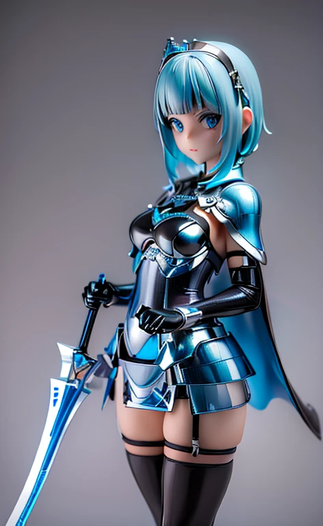 (blue color lighting),(close to viewer:1.5)、(masterpiece:1.5、Photorealistic:1.4,anime coloring:1.4、high resolution:1.4)、,(spot light:1.2、Exquisite beautiful eye:1.5,)、(stand:1.5)、()、(upper body:1.7)、
(kind eyes、tareme:1.4),(Hollow Eyes)、(Cute Face)、(blue hair:1.5)、(middle hair:1.5),(sidelock :1.6),(blunt bangs:1.3),(1 girl)、(blue eyes:1.2)、(clear face:1.5),()、(solo)、(chromium metal black :1.5) ,(),(flat chest),(),(waist-cape armor:1.5),(Leg guard)、(armored dress)、(Princess Knight:1.5)、Slim Body(),Shiny Hair、