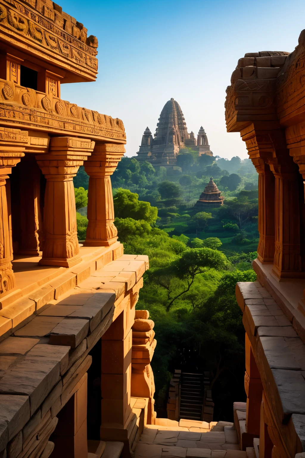 Illustrate the majestic rock-cut temples, sacred cave sanctuaries, and colossal open-air bas-reliefs of Mahabalipuram, a renowned UNESCO World Heritage Site. This high-definition image captures the intricate carvings and the grandeur of these ancient structures, providing a vivid glimpse into the rich history and cultural heritage of South India.
The temples stand out against the backdrop of the hilly terrain, showcasing their robust architecture and intricate sculptures. The cave sanctuaries exhibit exquisite craftsmanship, with intricate carvings depicting various mythological stories and religious scenes.
The open-air