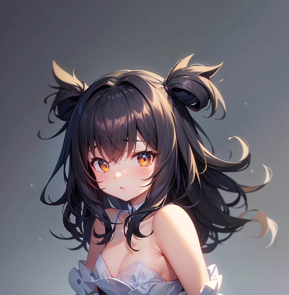 ((masterpiece, best quality)), highres, 8k, cinematic light, high contrast, depth of field, intense glow, simple background, darkness, abyssal, 1girl, cute, naughty, seductive smile, perfect arms, perfect hands, perfect fingers, detailed fingers, (heterochromia), (completely nude:1.3), detailed collarbone, perfect collarbone, close up, close shot, portrait of a girl, detailed eyes, glowing red eyes, sparkle in eyes, detailed iris, grin, stylized, (messy hair), (hair over one eye), luminous, fangs, demon horns, red horns, mouth wide open, tongue out, (heavy rain:1.3)