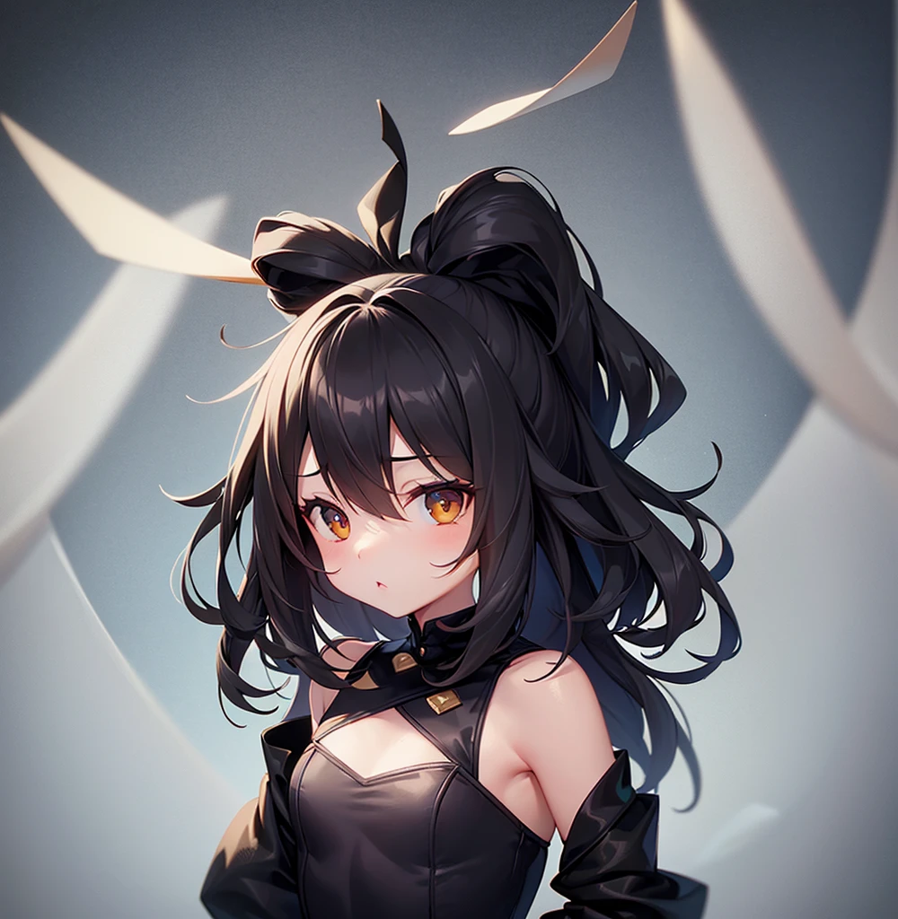 (Bunny girl),Cute little ,Tiny ,Small girl,,Childish face, Very fine clean face,Top quality,Black Hair,(Dark Room), Subtle light, Natural light,Soft lighting,Light from directly behind, (Are standing),With bust up,Front view,Black background