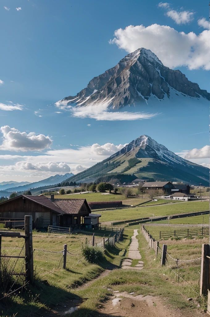 Rural atmosphere with 1 footpath to the mountain , And it says Together With Lillah