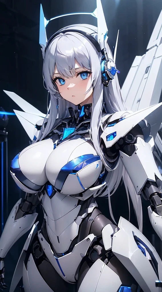 Blue shining mechanical eyes