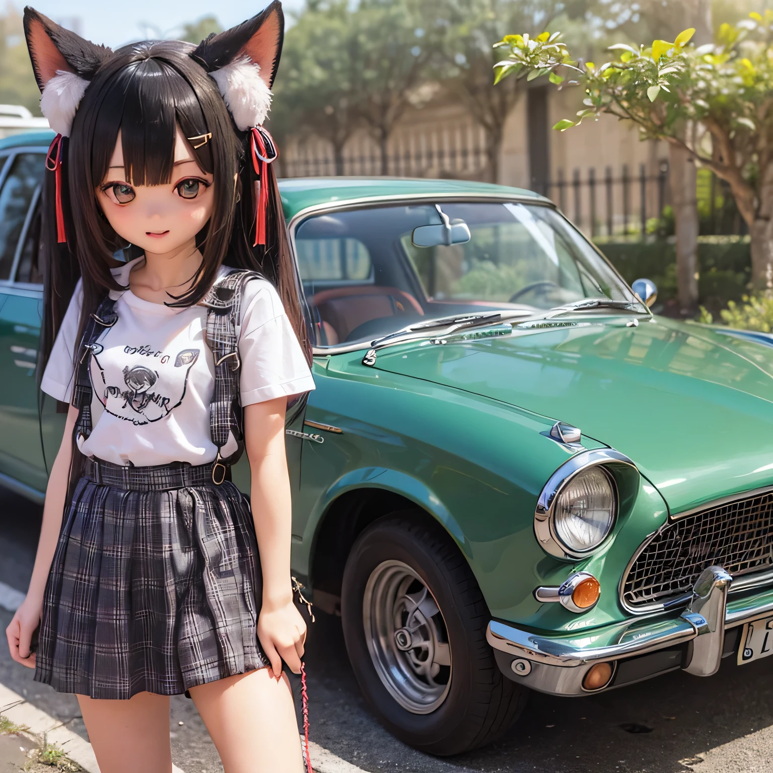 Stray cat girl chibi、Driving a car