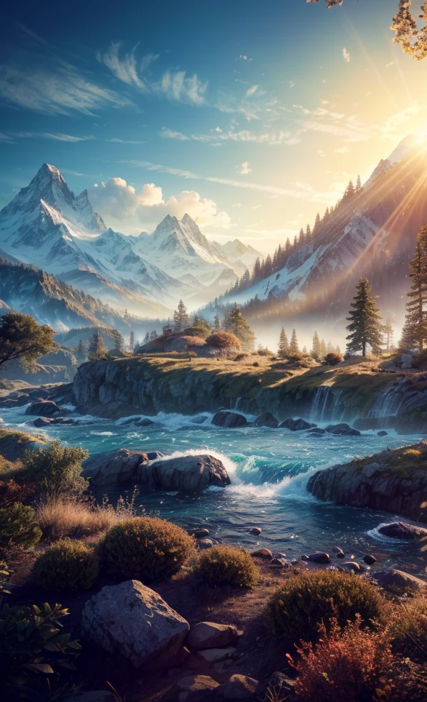photorealistic landscape, natural landscape, naturey, Beleza Da naturey, Golden Sunset, Sky, Sky Power, Detailed Realistic Sunset, Cedars, Cedar, God's City, Heavens Realm, mountainscape, rivers of water, Sunset realism, Árvores naturey, Alone Men, man on his back, Man's Back, panorama, Alpha Male, Path to Heaven, heavenly, Detailed Realistic Image 8K, 16K Photorealistic Contrast, 8K Photorealistic Sharpness, 4K Photorealistic Cores, 16K Photorealistic Shadows, 8K Photorealistic Textures, 16K Photorealistic Texture, 4K Photorealistic Light, 4K PhotoRealism, FullHD 4K Detailed Contrast, detailed sharpness FullHD 8K, detailed sharpness FullHD 4K, detailed sharpness, 2K Detailed Colors, lifelike colors, FullHD Detailed Shadows, 4K Detailed Textures, detailed texture, padoru, Natural Beauty, chic