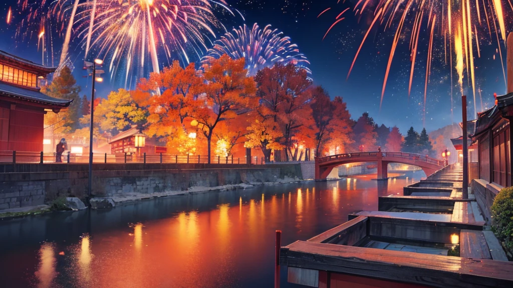 japanes Beautie 8 K RAW Photography Background with Fire works image